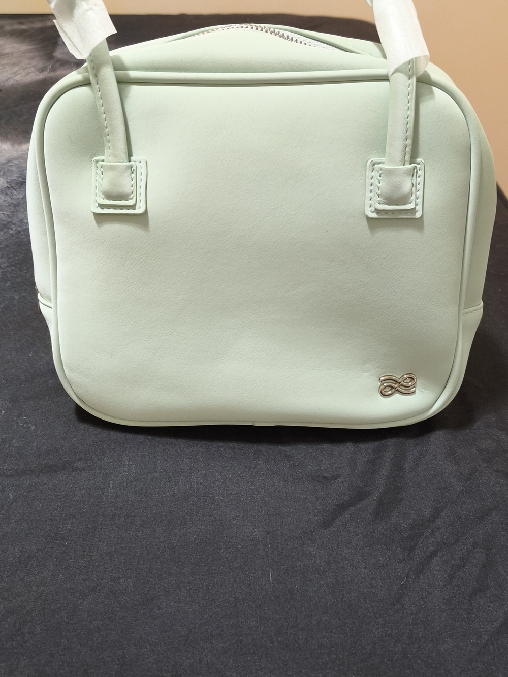 Mint-Blue Shoulder Bag with Gold Accent